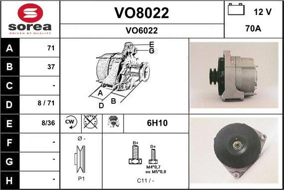 SNRA VO8022 - Ģenerators autodraugiem.lv