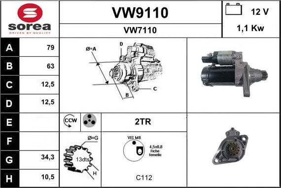 SNRA VW9110 - Starteris autodraugiem.lv