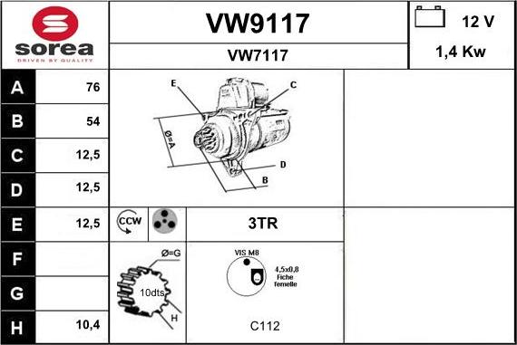 SNRA VW9117 - Starteris autodraugiem.lv