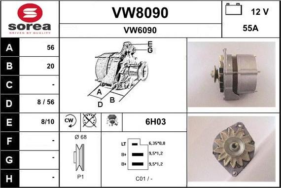 SNRA VW8090 - Ģenerators autodraugiem.lv
