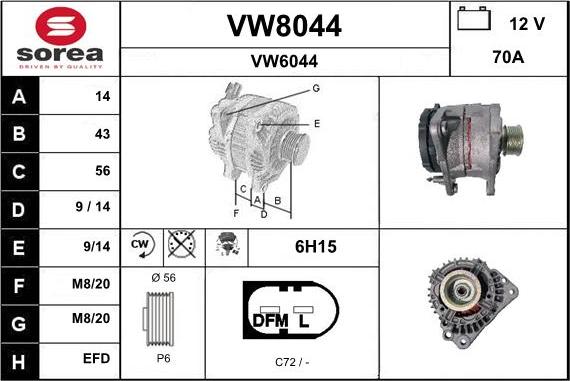 SNRA VW8044 - Ģenerators autodraugiem.lv