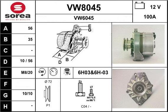 SNRA VW8045 - Ģenerators autodraugiem.lv