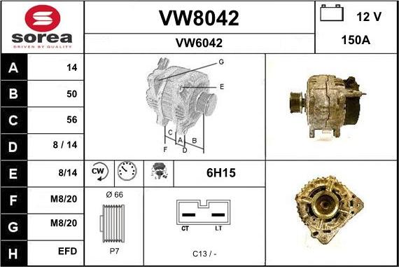 SNRA VW8042 - Ģenerators autodraugiem.lv