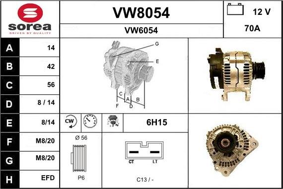 SNRA VW8054 - Ģenerators autodraugiem.lv