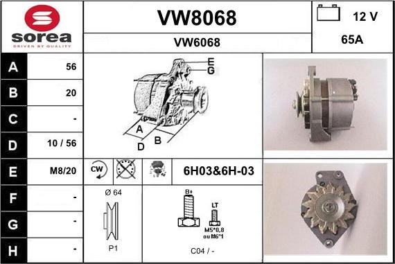 SNRA VW8068 - Ģenerators autodraugiem.lv