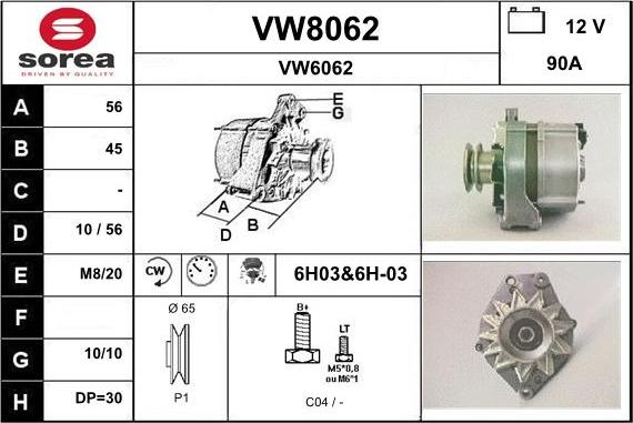 SNRA VW8062 - Ģenerators autodraugiem.lv