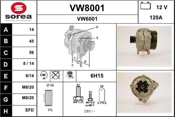 SNRA VW8001 - Ģenerators autodraugiem.lv