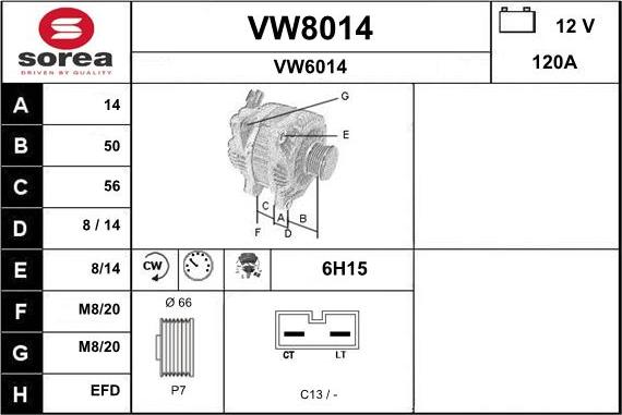 SNRA VW8014 - Ģenerators autodraugiem.lv