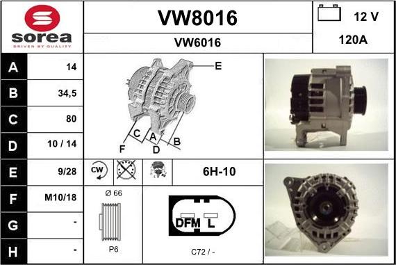 SNRA VW8016 - Ģenerators autodraugiem.lv