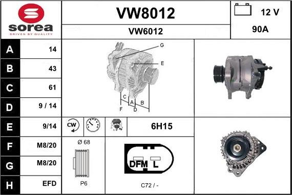SNRA VW8012 - Ģenerators autodraugiem.lv