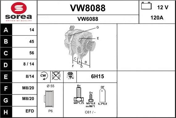 SNRA VW8088 - Ģenerators autodraugiem.lv