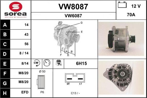 SNRA VW8087 - Ģenerators autodraugiem.lv