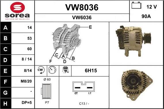 SNRA VW8036 - Ģenerators autodraugiem.lv