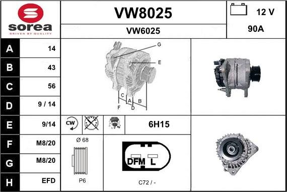 SNRA VW8025 - Ģenerators autodraugiem.lv