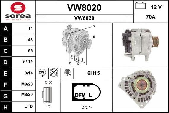 SNRA VW8020 - Ģenerators autodraugiem.lv
