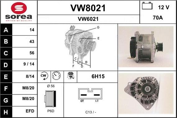 SNRA VW8021 - Ģenerators autodraugiem.lv