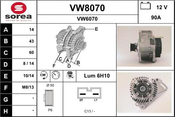 SNRA VW8070 - Ģenerators autodraugiem.lv