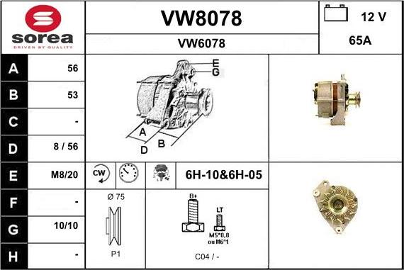 SNRA VW8078 - Ģenerators autodraugiem.lv