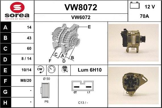 SNRA VW8072 - Ģenerators autodraugiem.lv