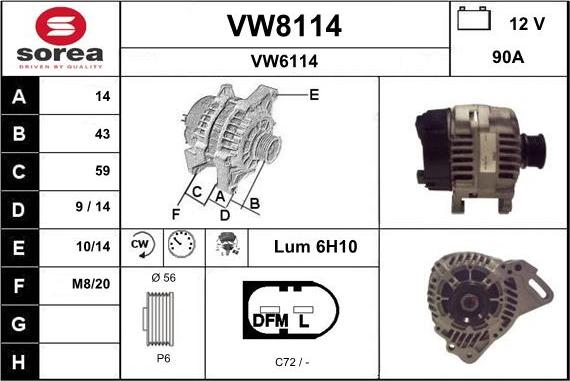 SNRA VW8114 - Ģenerators autodraugiem.lv