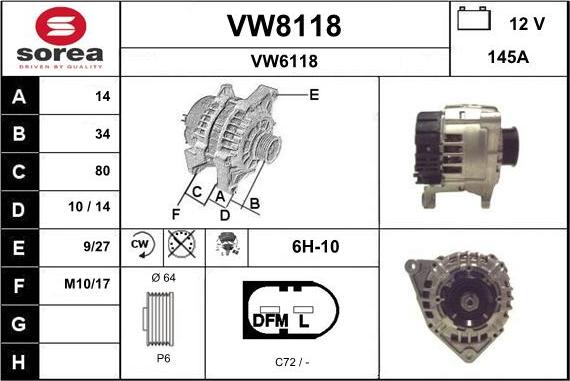 SNRA VW8118 - Ģenerators autodraugiem.lv