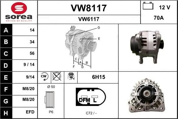SNRA VW8117 - Ģenerators autodraugiem.lv