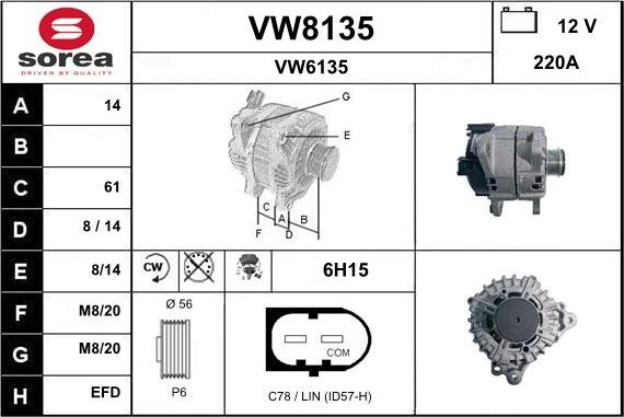 SNRA VW8135 - Ģenerators autodraugiem.lv