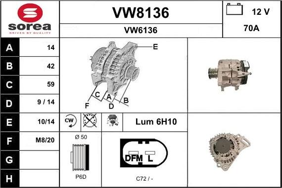 SNRA VW8136 - Ģenerators autodraugiem.lv