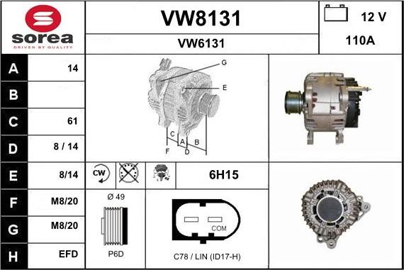 SNRA VW8131 - Ģenerators autodraugiem.lv