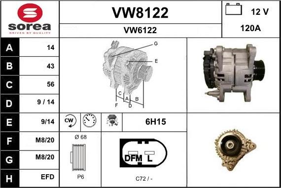SNRA VW8122 - Ģenerators autodraugiem.lv