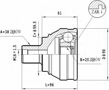 Statim C.335 - Šarnīru komplekts, Piedziņas vārpsta autodraugiem.lv