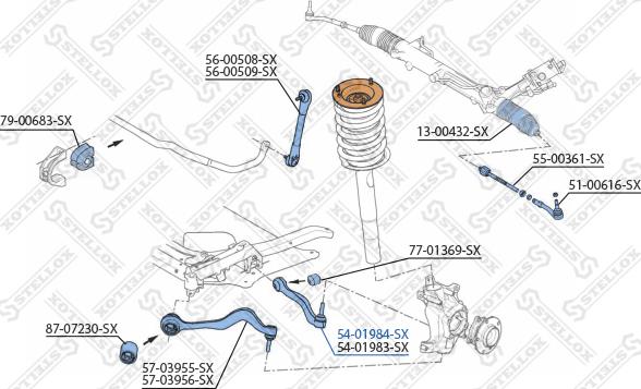 Stellox 54-01984-SX - Neatkarīgās balstiekārtas svira, Riteņa piekare autodraugiem.lv