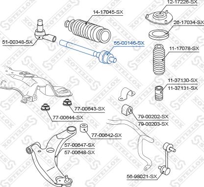 Stellox 55-00146-SX - Aksiālais šarnīrs, Stūres šķērsstiepnis autodraugiem.lv