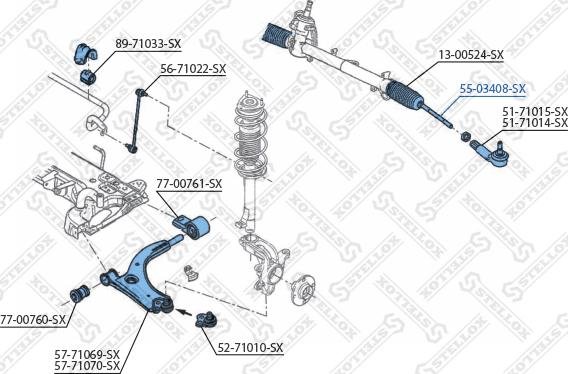 Stellox 55-03408-SX - Aksiālais šarnīrs, Stūres šķērsstiepnis autodraugiem.lv
