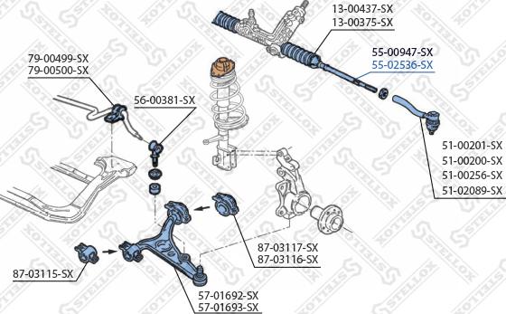 Stellox 55-02536-SX - Aksiālais šarnīrs, Stūres šķērsstiepnis autodraugiem.lv