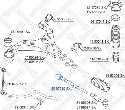 Stellox 55-07310-SX - Aksiālais šarnīrs, Stūres šķērsstiepnis autodraugiem.lv