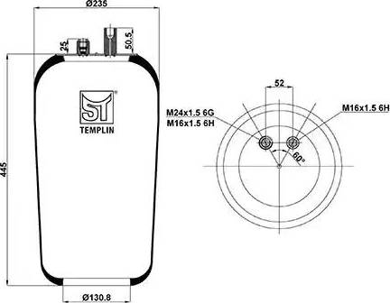 ST-Templin 04.060.6006.951 - Pneimoatsperes spilvens, Pneimopiekare autodraugiem.lv