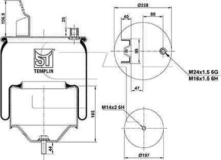 ST-Templin 04.060.6106.990 - Pneimoatsperes spilvens, Pneimopiekare autodraugiem.lv