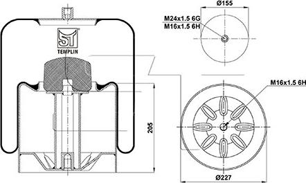 ST-Templin 04.060.6106.580 - Pneimoatsperes spilvens, Pneimopiekare autodraugiem.lv