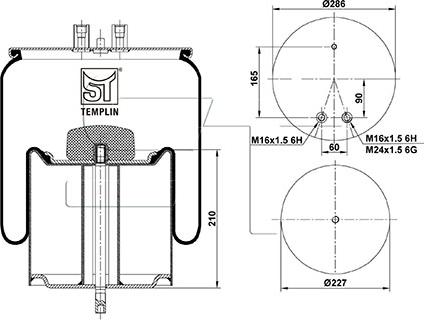 ST-Templin 04.060.6106.600 - Pneimoatsperes spilvens, Pneimopiekare autodraugiem.lv