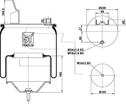 ST-Templin 04.060.6206.070 - Pneimoatsperes spilvens, Pneimopiekare autodraugiem.lv