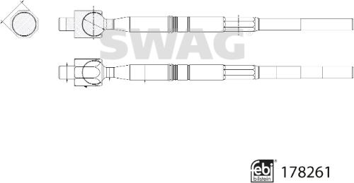 Swag 33 10 4443 - Aksiālais šarnīrs, Stūres šķērsstiepnis autodraugiem.lv