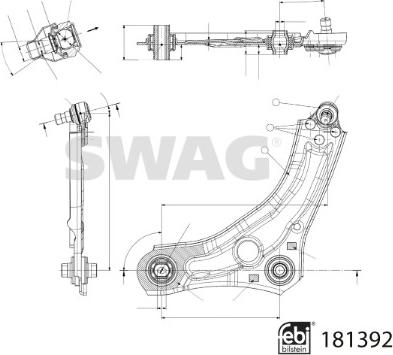 Swag 33 10 8226 - Neatkarīgās balstiekārtas svira, Riteņa piekare autodraugiem.lv