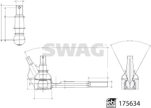 Swag 33 10 2992 - Stūres šķērsstiepņa uzgalis autodraugiem.lv