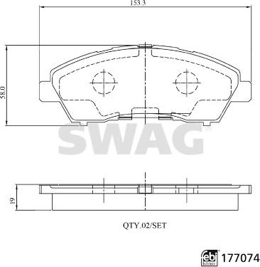 Swag 33 10 7496 - Bremžu uzliku kompl., Disku bremzes autodraugiem.lv