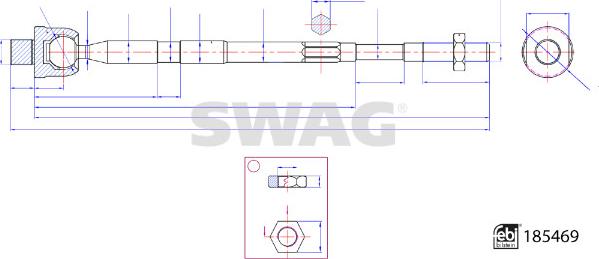 Swag 33 11 0110 - Aksiālais šarnīrs, Stūres šķērsstiepnis autodraugiem.lv