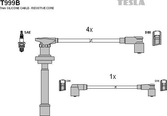 TESLA T999B - Augstsprieguma vadu komplekts autodraugiem.lv