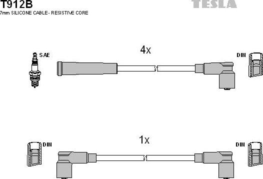 TESLA T912B - Augstsprieguma vadu komplekts autodraugiem.lv