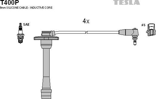 TESLA T400P - Augstsprieguma vadu komplekts autodraugiem.lv