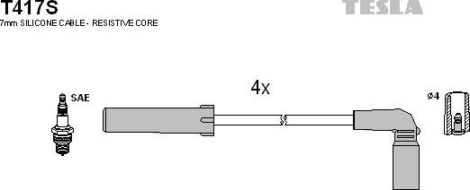 TESLA T417S - Augstsprieguma vadu komplekts autodraugiem.lv